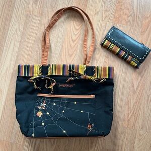 Longaberger Black and Orange Tote Bag with Matching Wallet